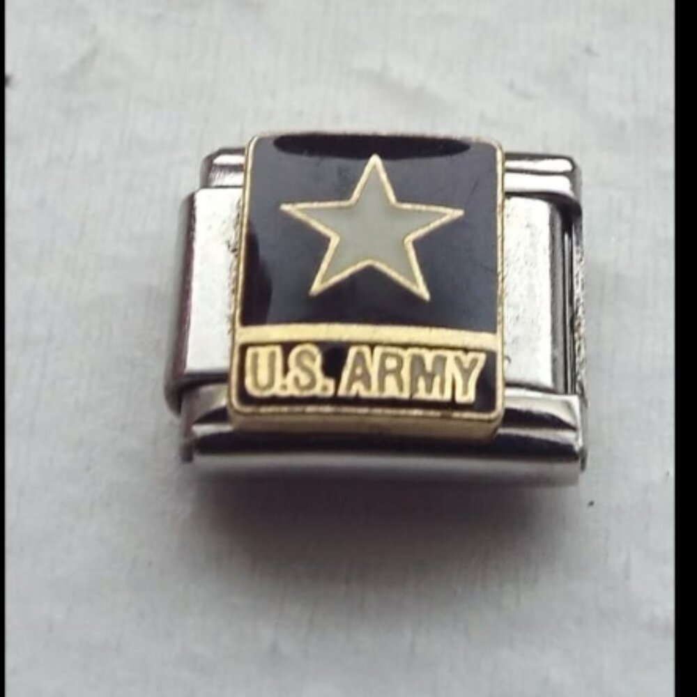Enamel US Army Reserve logo 9mm stainless steel Italian charm bracelet link new